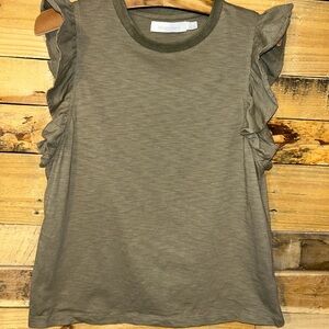 Bishop + Young SS Cotton Shirt Sz L Army Green